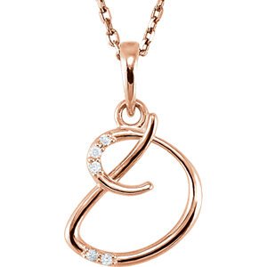5-Stone Diamond Letter 'D' Initial 14k Rose Gold Pendant Necklace, 18" (.03 Cttw, GH, I1)