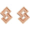 Inlaid Geometric Link Post Earrings, 14k Rose Gold