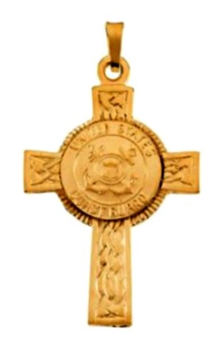 U.S. Coast Guard Halo Cross 14k Yellow Gold Pendant