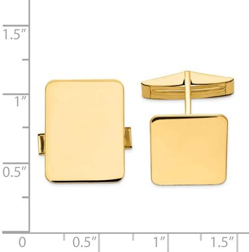 14k Yellow Gold Rectangular Cuff Links, 19.5X15MM