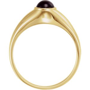 Men's Mozambique Garnet Cabochon Belcher Ring, 14k Yellow Gold