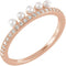 White Freshwater Cultured Pearl, Diamond Stackable Ring, 14k Rose Gold (2mm)(.2Ctw, Color G-H, Clarity I1)