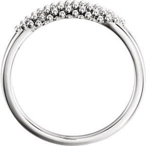 Cluster Beaded Comfort-Fit Ring, Rhodium-Plated 14k White Gold, Size 6.25