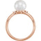 White Freshwater Cultured Pearl, Diamond Ring, 14k Rose Gold (8-8.5 mm)(.04 Ctw, Color G-H, Clarity I1)