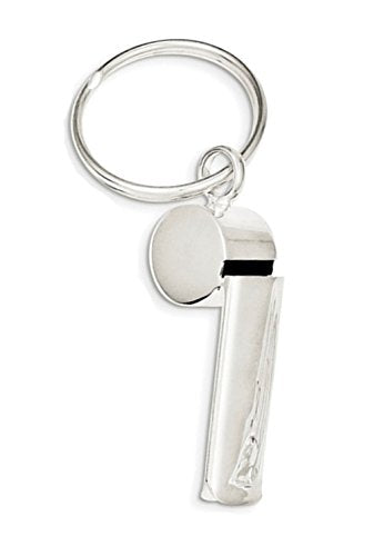 Sterling Silver Key Ring with Genuine Whistle