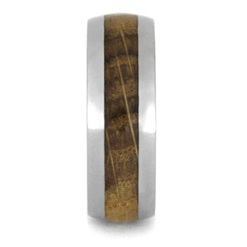 Whiskey Barrel Oak Wood 8mm Titanium Comfort-Fit Band