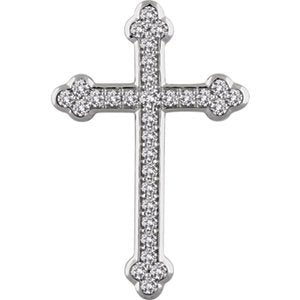 Diamond Botonée Cross 14k White Gold Pendant (1 Ctw, H+ Color, I1 Clarity)