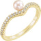 White Freshwater Cultured Pearl, Diamond Asymmetrical Ring, 14k Yellow Gold (4-4.5mm)(.2 Ctw, G-H Color, I1 Clarity)