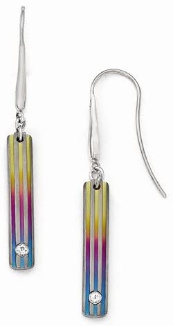 Radiance Collection Gray and Rainbow Anodized White Sapphire Earrings