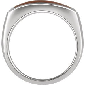 Men's Rectangle Cherry Wood Ring, Rhodium-Plated Sterling Silver, Size 11