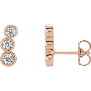 Diamond Three-Stone Ear Climbers, 14k Rose Gold (.5 Ctw, G-H Color, I1 Clarity)