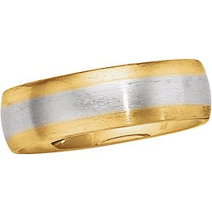 14k Yellow and White Gold Brushed-Satin 6mm Comfort-Fit Two-Tone Band