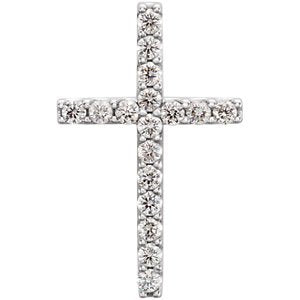 17-Stone Diamond Petite Cross Pendant in 14k White Gold (1/4 Ctw, GH Color, I1 Clarity)