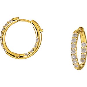 Diamond Inside-Outside Hoop Earrings, 14k Yellow Gold (1 Ctw, Color G-H, Clarity I1)