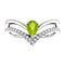 Peridot Pear and Diamond Chevron Sterling Silver Ring (.145 Ctw, G-H Color, I1 Clarity), Size 7