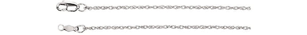 1.25mm 14k White Gold Rope Chain, 16"