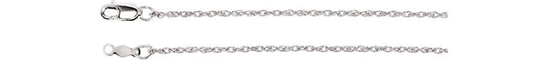 1.25mm 18k White Gold Rope Chain, 18"