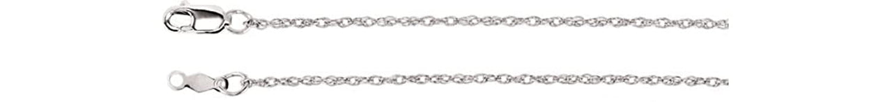 1.25mm 14k White Gold Rope Chain, 16"