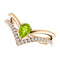 Peridot Pear and Diamond Chevron 14k Rose Gold Ring (.145 Ctw,G-H Color, I1 Clarity)