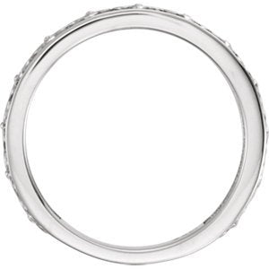 Platinum Vintage-Style Floral Brocade 4.5mm Stackable Ring, Size 5