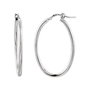 Oval Tube Hoop Earrings, Sterling Silver 18x24mm
