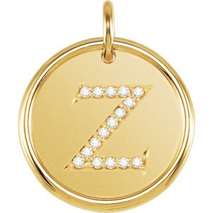 Diamond Initial "Z" Round Pendant, 18k Yellow Gold-Plated Sterling Silver (.08 Ctw, Color GH, Clarity I1)