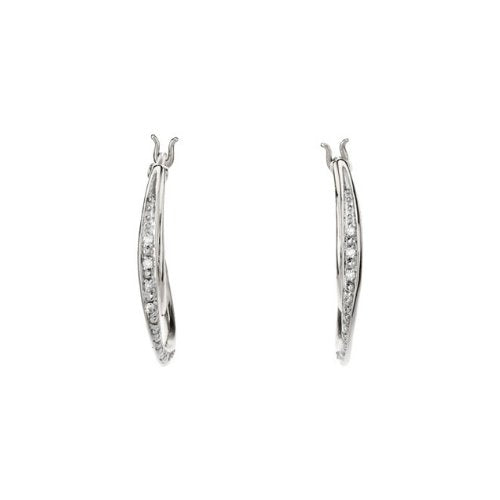 Diamond Hoop Earrings, 14k White Gold (1/10 Ctw, Color G-H, Clarity I1)