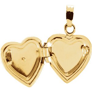 Childrens 14k Yellow Gold Diamond Heart Locket (.005 Ct, GI Color, I3 Clarity)