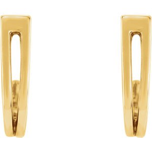 Geometric J-Hoop Earrings, 14k Yellow Gold