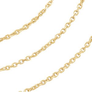 14k Yellow Gold Solid Diamond Cut Cable Chain Link, 1mm