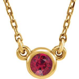 Ruby Solitaire 14k Yellow Gold Pendant Necklace, 16"