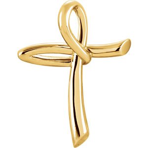 Freeform Cross 14k Yellow Gold Pendant (26.00X19.25 MM)