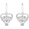 Rhodium Plated Sterling Silver Filigree Heart Earrings with White Crystals