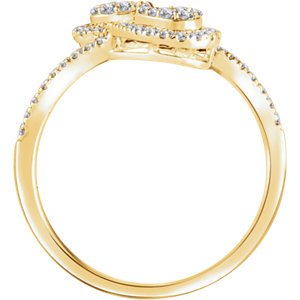 Diamond Double Pear Cluster Ring, 14k Yellow Gold, Size 7 (0.375 Ctw, H+ Color, I1 Clarity)