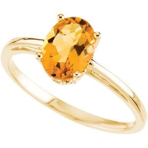 14k Yellow Gold 1.20 Ct Solitaire Citrine Ring, Size 7
