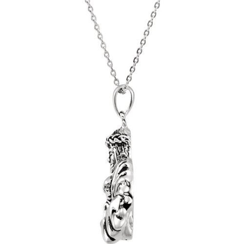Mom's Prayer for Sons 'God's Embrace of Love' Rhodium-Plate Sterling Necklace, 18"