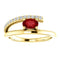 Chatham Created Ruby and Diamond Bypass Ring, 14k Yellow Gold (.125 Ctw, G-H Color, I1 Clarity)