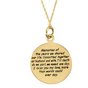 Loss of a Spouse 14k Yellow Gold Pendant Necklace, 18" (20X20 MM)