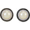 14k White Gold Freshwater Cultured Pearl, Black and White Diamond Halo Earrings