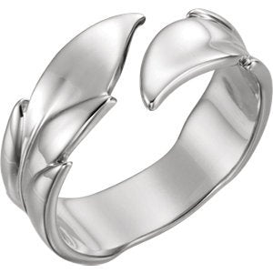 Platinum Bypass Rose Leaf Ring, Size 6.75
