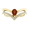 Mozambique Garnet Pear and Diamond Chevron 14k Yellow Gold Ring (.145 Ctw, G-H Color, I1 Clarity), Size 6