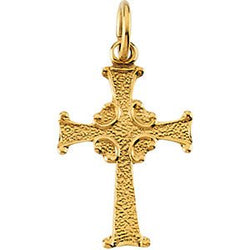 Childrens 14k Yellow Gold Celtic Cross Pendant