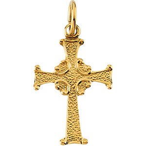 Celtic Youth Cross 14k Yellow Gold Pendant (14X10MM)