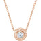 Diamond Solitaire Rope Trim 14k Rose Gold Pendant Necklace, 16 " (0.1 Cttw)