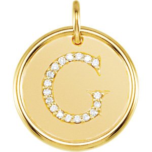 Diamond Initial "G" Round Pendant, 18k Yellow Gold-Plated Sterling Silver (0.1 Ctw, Color G-H, Clarity I1)