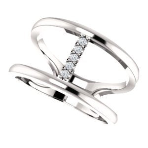Diamond Negative Space Ring, Sterling Silver, Size 7 (.04 Ctw, G-H Color, I1 Clarity)