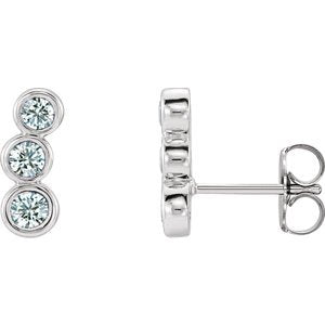 Diamond Three-Stone Ear Climbers, Sterling Silver (.5 Ctw, G-H Color, I1 Clarity)
