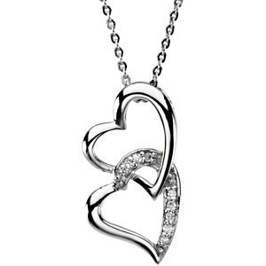 Sterling Silver Double Heart for Sisters Reversible Necklace, 18"