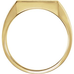 Men's Brushed Signet Semi-Polished 14k Yellow Gold Ring (18mm)