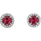 Chatham Created Ruby and Diamond Halo-Style Earrings, Rhodium-Plated 14k White Gold (4.5MM) (.16 Ctw, G-H Color, I1 Clarity)